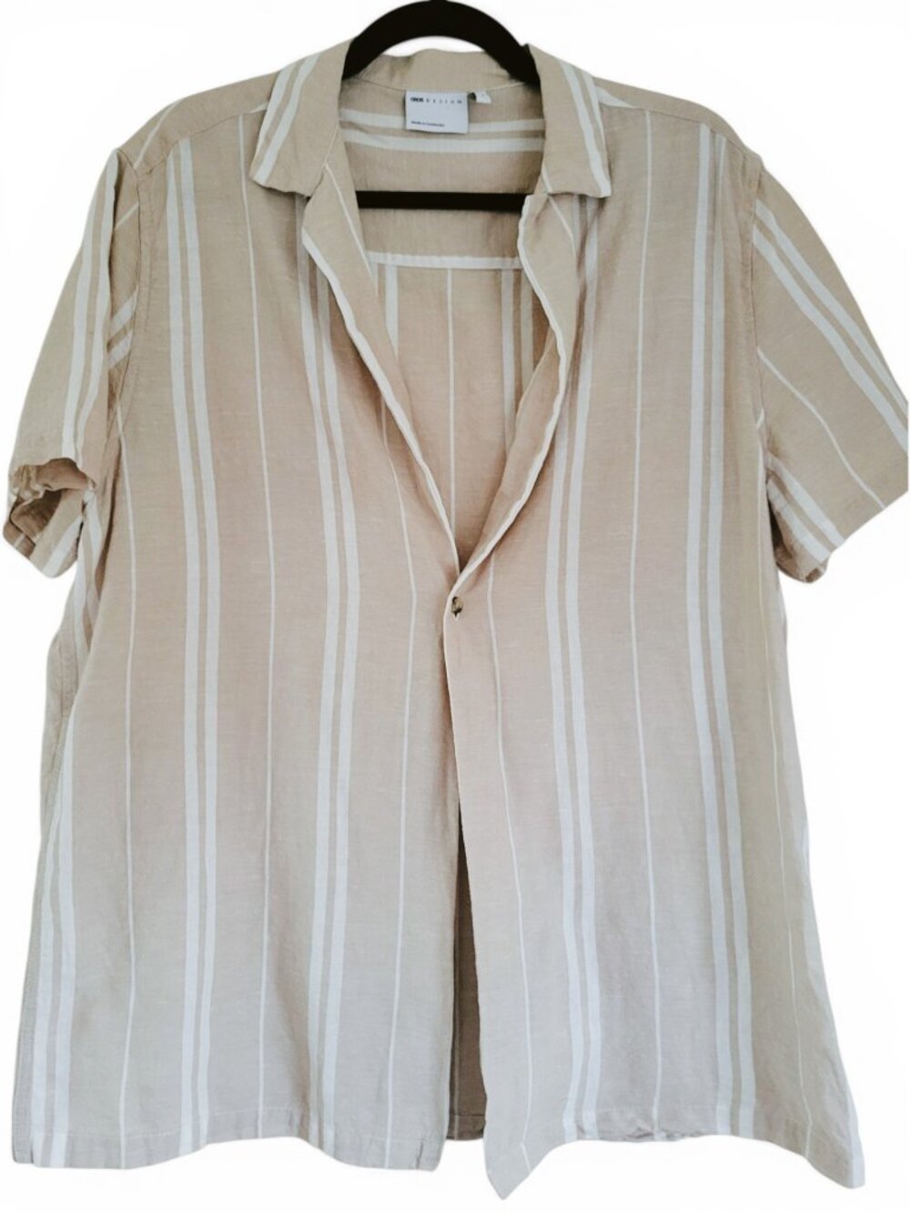 ASOS Design Linen Cotton Striped Resort Button-Down Shirt  Closet Staple Summer